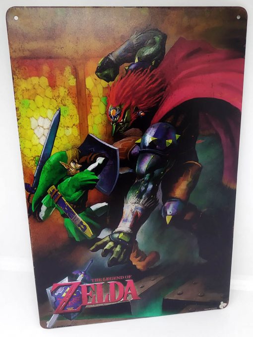 Placa Metálica Decorativa Zelda: Link vs Ganon